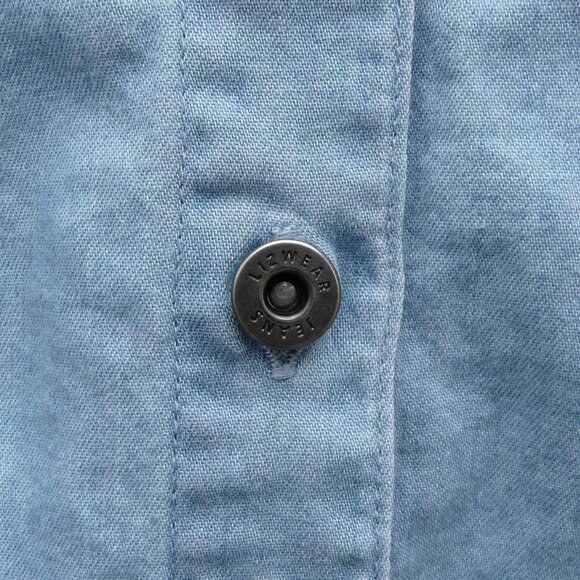 LIZ CLAIBORNE blue chambray / denim button-up shirt, medium, Philippines - Picture 2 of 8